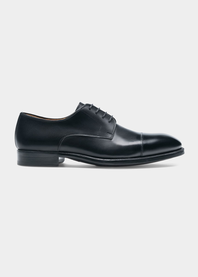 Magnanni Men's Harlan Rubber Sole Leather Derby Shoes In Black