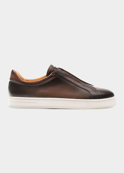 Magnanni Men's Gasol Leather Low-top Slip-on Sneakers In Brown