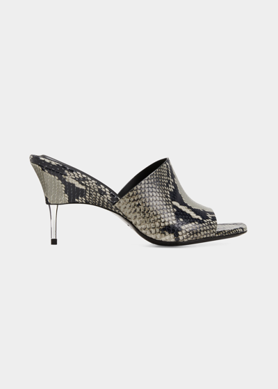 Peter Do Python-embossed Stiletto Mule Sandals In Cool Grey Python