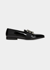 MANOLO BLAHNIK MEN'S EATON CRYSTAL BUCKLE PATENT LEATHER LOAFERS