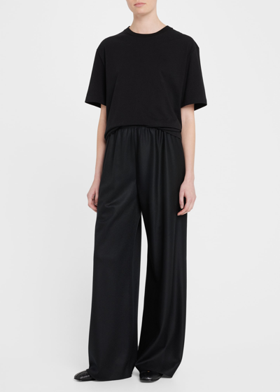 The Row Gala Wide-leg Wool Pants In Black