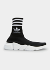Balenciaga X Adidas Speed High-top Sneakers In Blk Blk Wht Logo