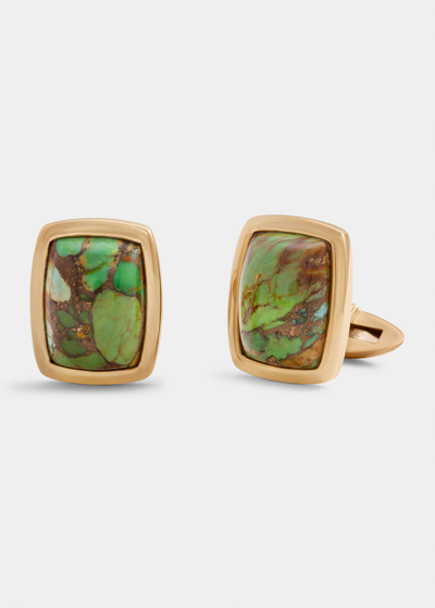 Jorge Adeler Men's 18k Rose Gold Green Turquoise Cufflinks