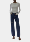 Helmut Lang Zip High Rise Straight Leg Jeans In Indigo In Indigo