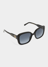 Marc Jacobs Monogram & Logo Square Acetate Sunglasses In 807 Black