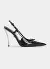 Versace Laced Pin-point Leather Slingback Pump In Black- Pal