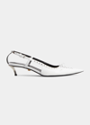Versace Corset Kitten-heel Slingback Pumps In Optical White-palladium