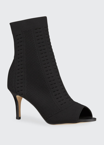 Allegra James Lina Knit Peep-toe Sock Booties In Black