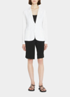 Majestic Stretch Linen One-button Blazer In 677 Sable