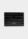 Tom Ford Men's Croc-embossed Leather Money Clip Card Holder In Black