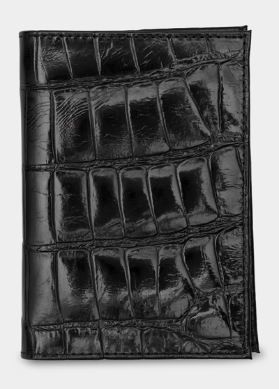 Abas Alligator Leather Passport Booklet In Jet Black