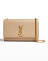 Saint Laurent Kate Medium Ysl Crossbody Bag In Grained Leather In Dark Beige