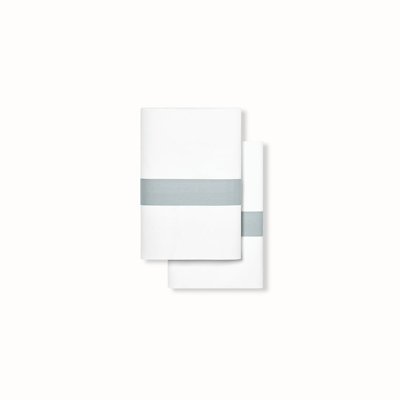 Boll & Branch Organic Percale Banded Pillowcase Set In White/shore