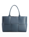 Bottega Veneta Arco Woven East-west Tote Bag In Deep Blue/silver