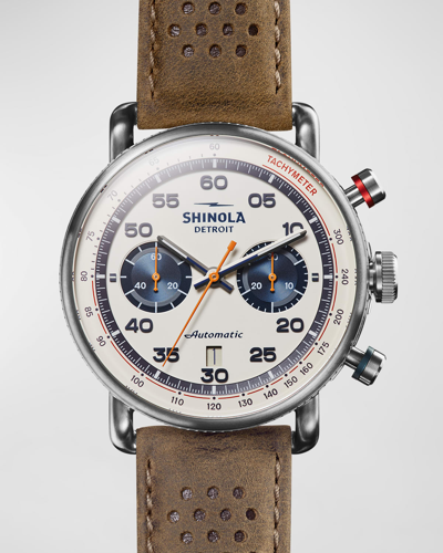 Shinola Men's Limited Edition Lap 5 Canfield Speedway Watch Gift Set, 44mm In Alabaster