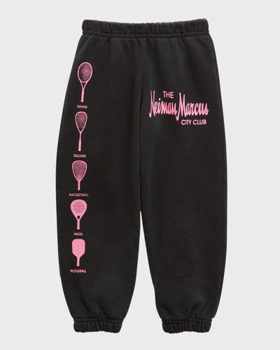 Cloney Kids' Girl's Neiman Marcus City Club Jogger Pants In Black