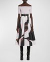 Alexander Mcqueen Off-the-shoulder Stretch-knit Top In Mauve