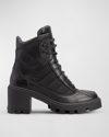 MONCLER CAROL LEATHER ANKLE BOOTIES