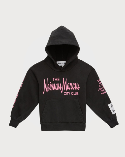 Cloney Kids' Girl's Neiman Marcus City Club Graphic Hoodie In Black