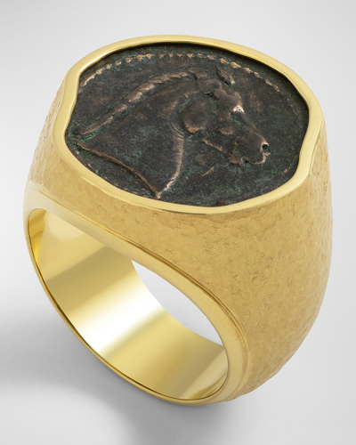 Jorge Adeler Men's 18k Yellow Gold Carthage Horse Coin Ring