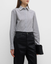 Emporio Armani Striped Poplin Button-down Shirt In Navy Stripe