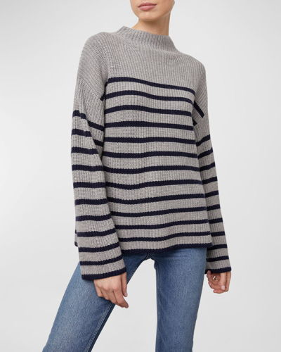 Rails Claudia Striped Funnel-neck Jumper In Heather Navy Stripe