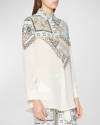 Etro Mediterranean Tile Printed Button-front Blouse In Blue