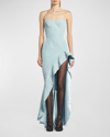 Maticevski Triumph High-low Gown With Ruffle Detail In Silverfox Crush