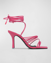 Black Suede Studio Luisa Strappy Ankle-wrap Sandals In Pink Yarrow Leather