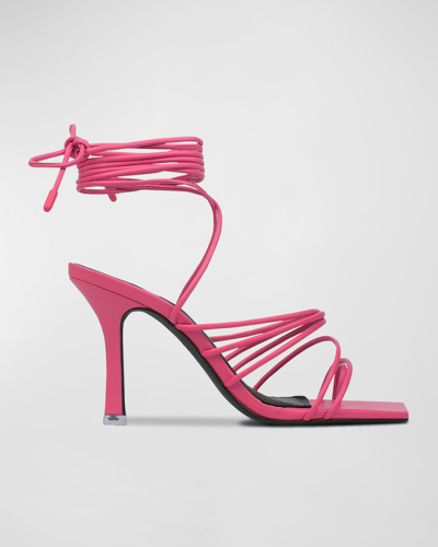 Black Suede Studio Luisa Strappy Ankle-wrap Sandals In Pink Y Buf. Leath