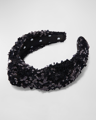 Lele Sadoughi Sequin Knotted Headband In Jet