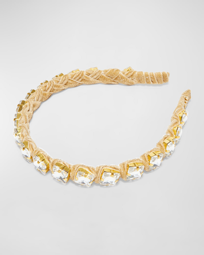 Lele Sadoughi Square Embellished Strand Headband In Gold