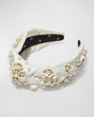 Lele Sadoughi Daisy Embellished Knotted Headband In Ivory