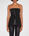 GIORGIO ARMANI STRAPLESS SATIN-LAPEL TUXEDO TOP