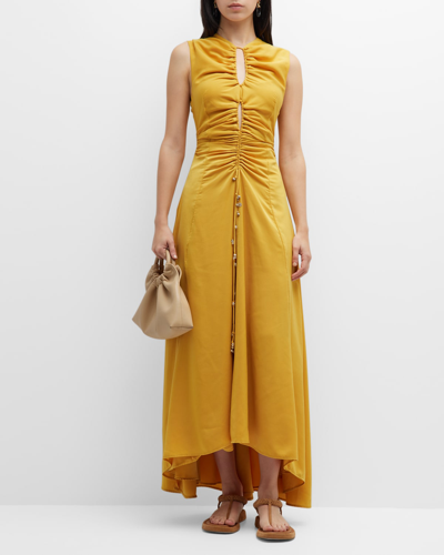 Altuzarra Women's Kaya Ruched Satin Midi Dress In Yellow