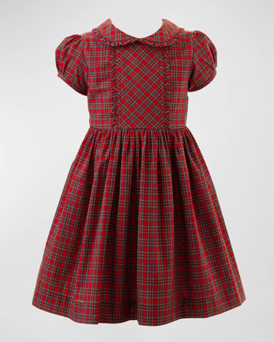 Rachel Riley Kids' Girl's Tartan Frill Trim Dress In Red