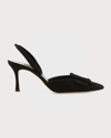 Manolo Blahnik Maysli 70 Buckled Suede Slingback Pumps In Black