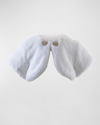 Rachel Riley Girl's Diamante Faux Fur Bolero In Ivory