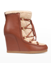 VERONICA BEARD ELFRED LEATHER SHEARLING LACE-UP BOOTIES
