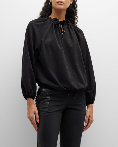 Emporio Armani Shimmer Jersey Parachute Top In Black