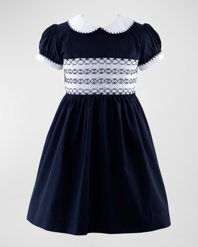 Rachel Riley Kids' Girl's Smocked Festive Dress In Blue