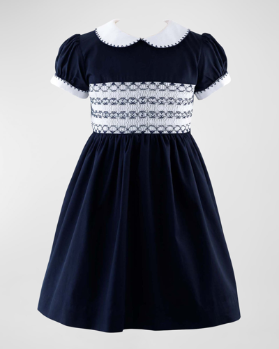 Rachel Riley Kids' Girl's Smocked Festive Dress In Navy