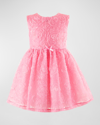 Rachel Riley Girl's Rosette Applique Tulle Dress In Pink
