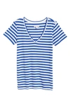 Nordstrom Everyday V-neck T-shirt In Blue Surf- White Charm Stripe