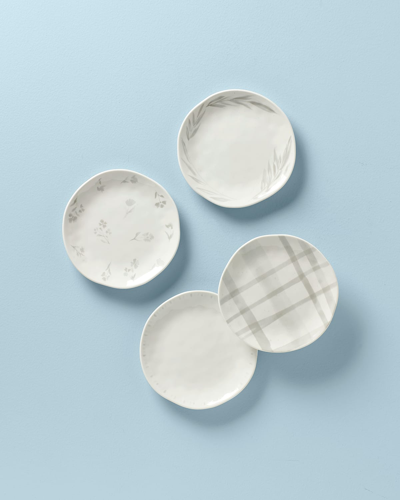 Lenox Oyster Bay Tidbit Plates In Assorted Patterns, Set Of 4 In White