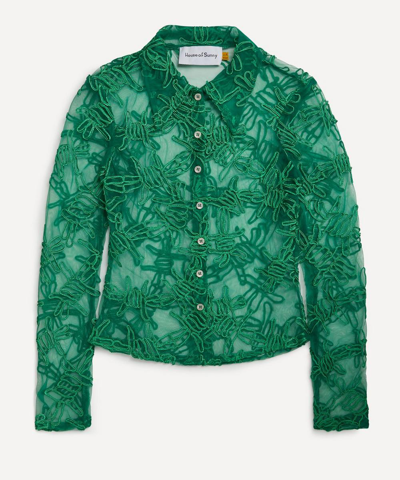 House Of Sunny Barbed Wire Applique Shirt In Green