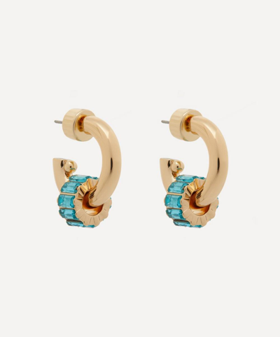 Kenneth Jay Lane 14ct Gold-plated Emerald Baguette Ring Hoop Earrings
