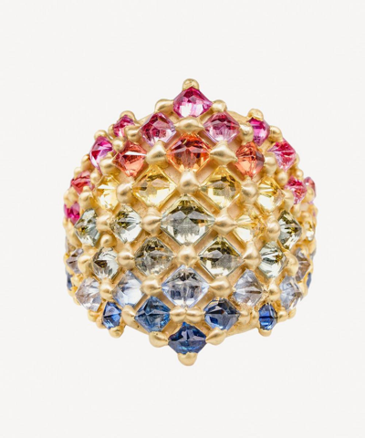 Polly Wales 18ct Gold Snapdragon Rainbow Ring