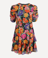 Rixo London Dion Glittered Floral-print Georgette Mini Dress In Stain Glass Glitter Floral
