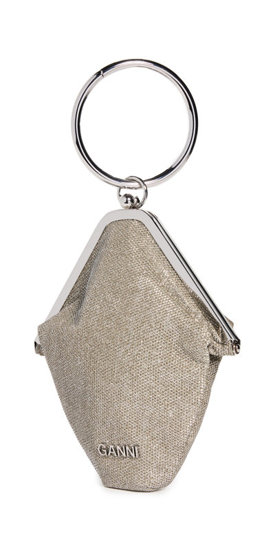 Ganni Diamond Glitter Ring Handle Bag In Gold
